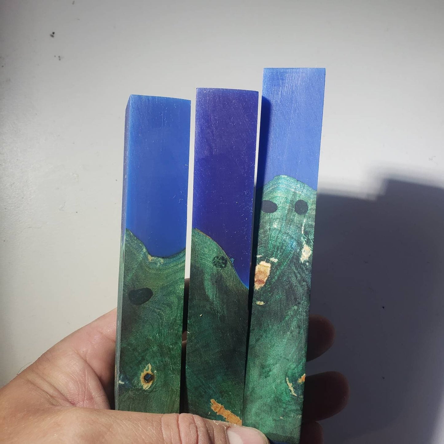 Dye stabilized hybrid pen blanks.