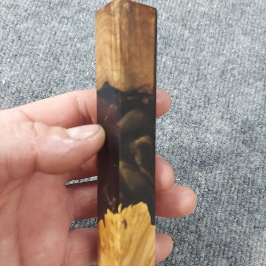 Premium stabilized maple burl hybrid pen blanks. Black and copper