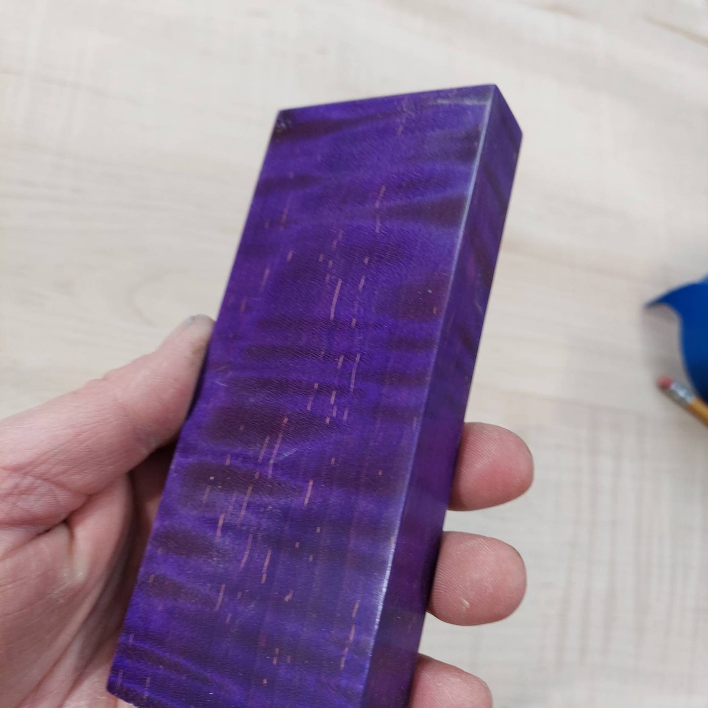 Dye stabilized Curly Maple knife block.