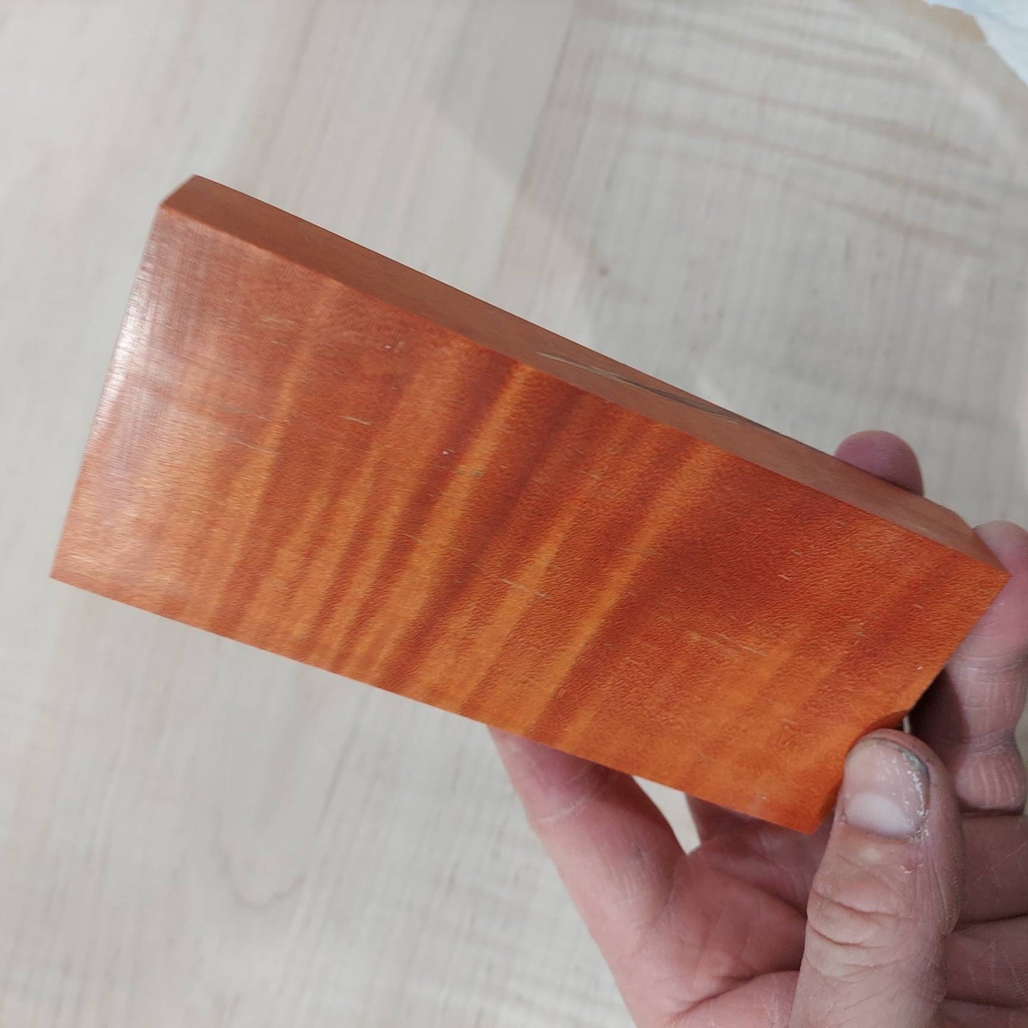 Dye stabilized Curly Maple knife block.