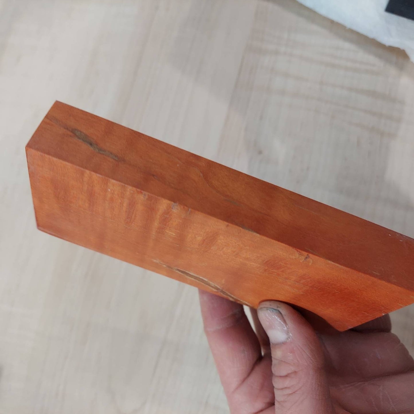 Dye stabilized Curly Maple knife block.