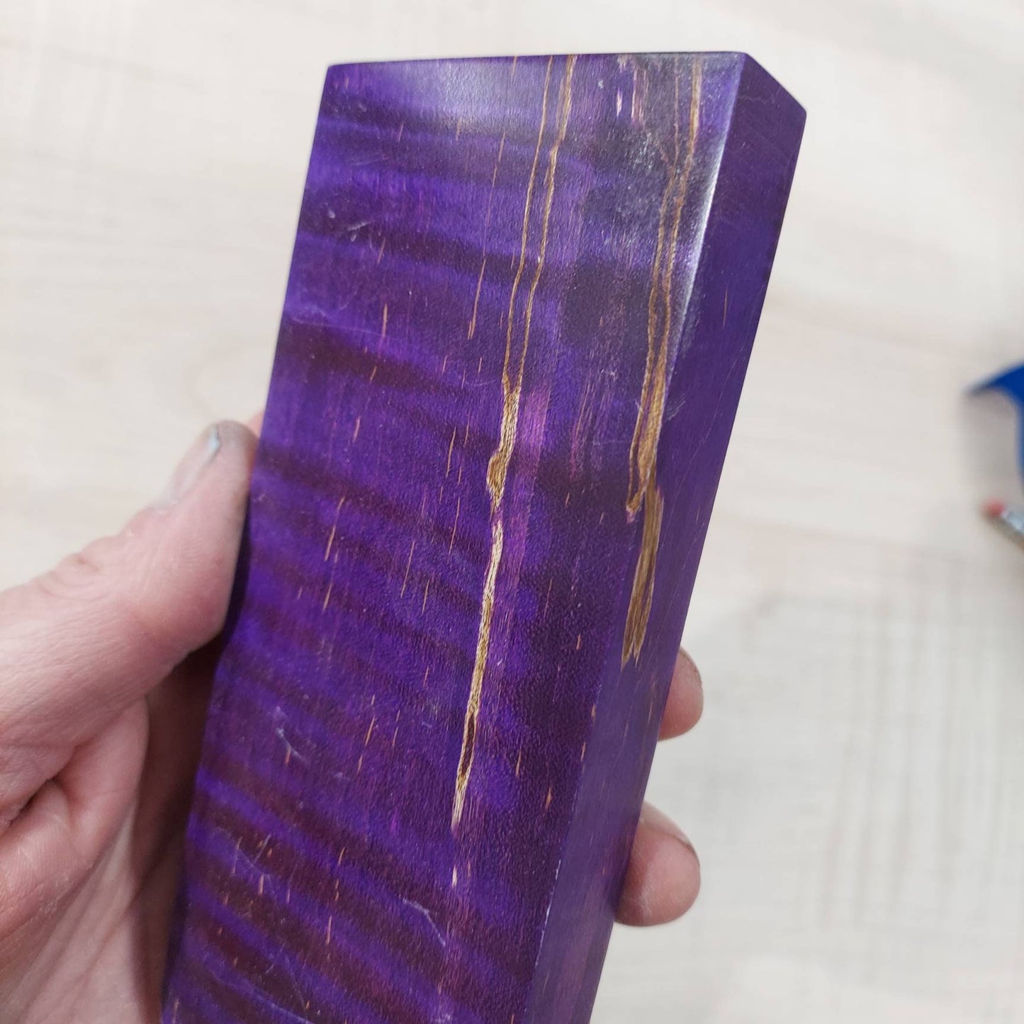 Dye stabilized Curly Maple knife block.