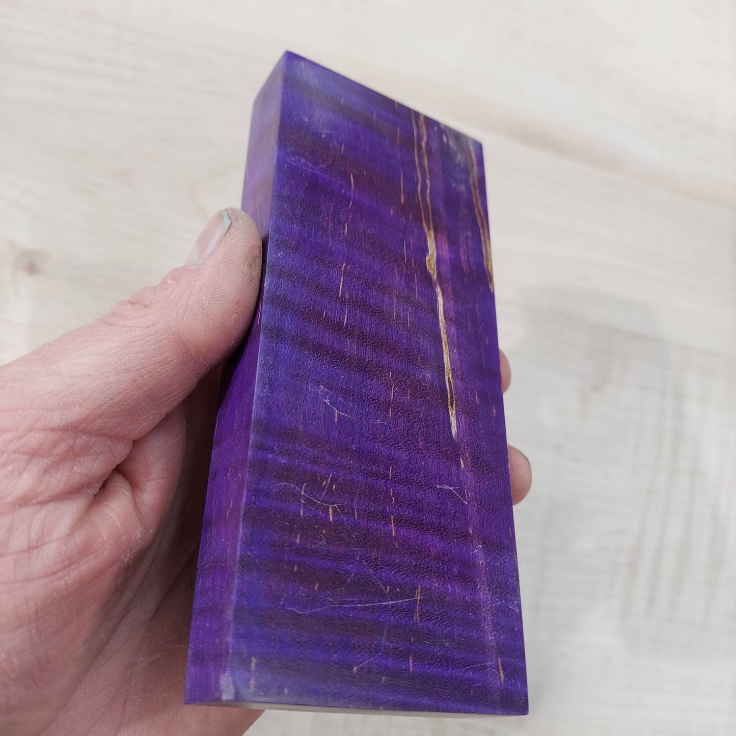 Dye stabilized Curly Maple knife block.