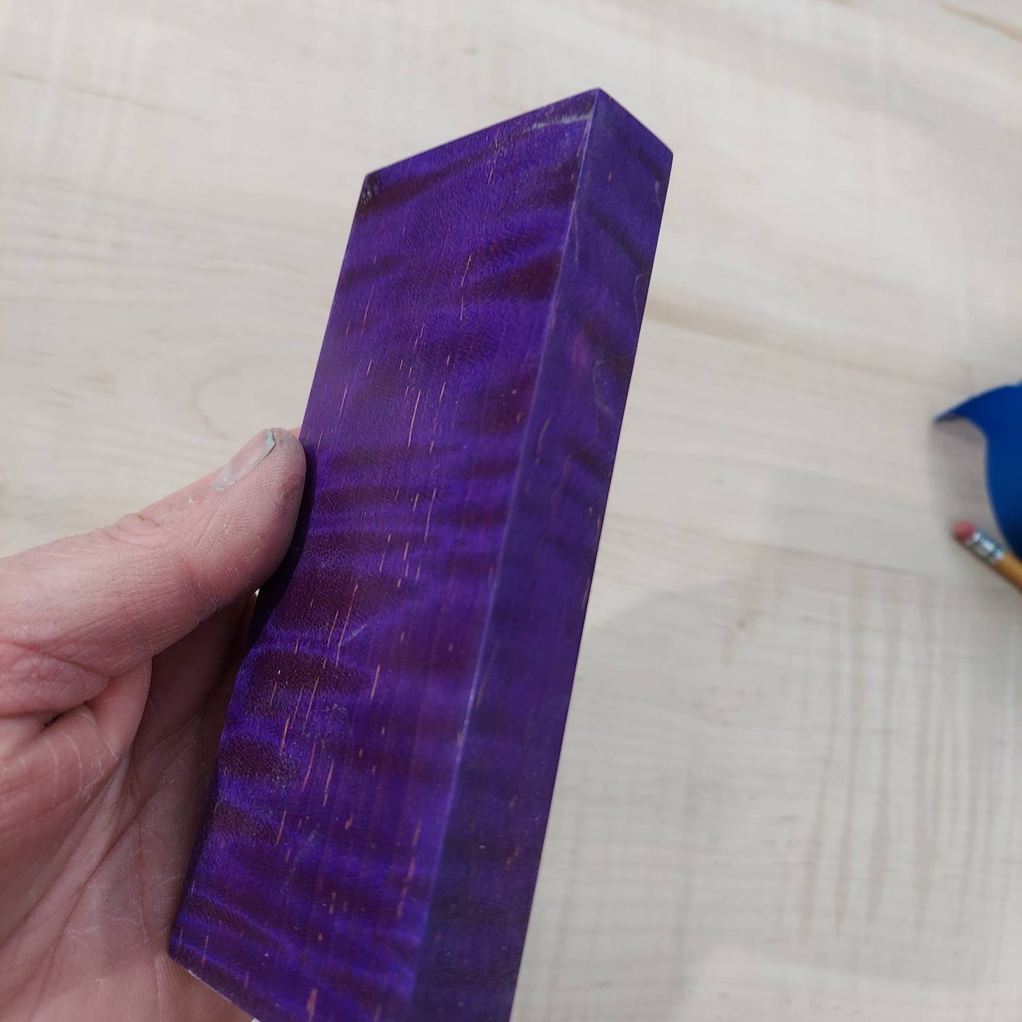 Dye stabilized Curly Maple knife block.