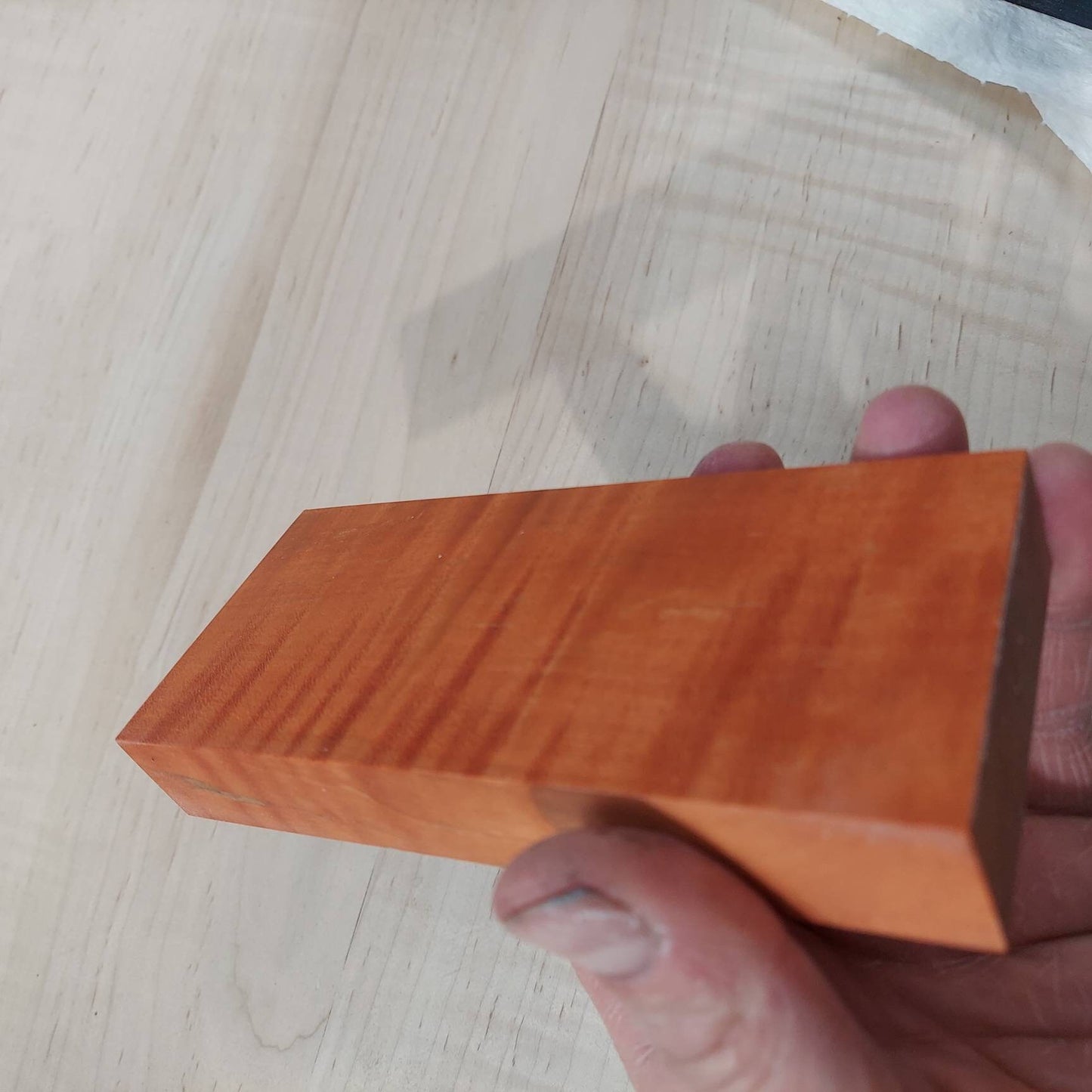 Dye stabilized Curly Maple knife block.