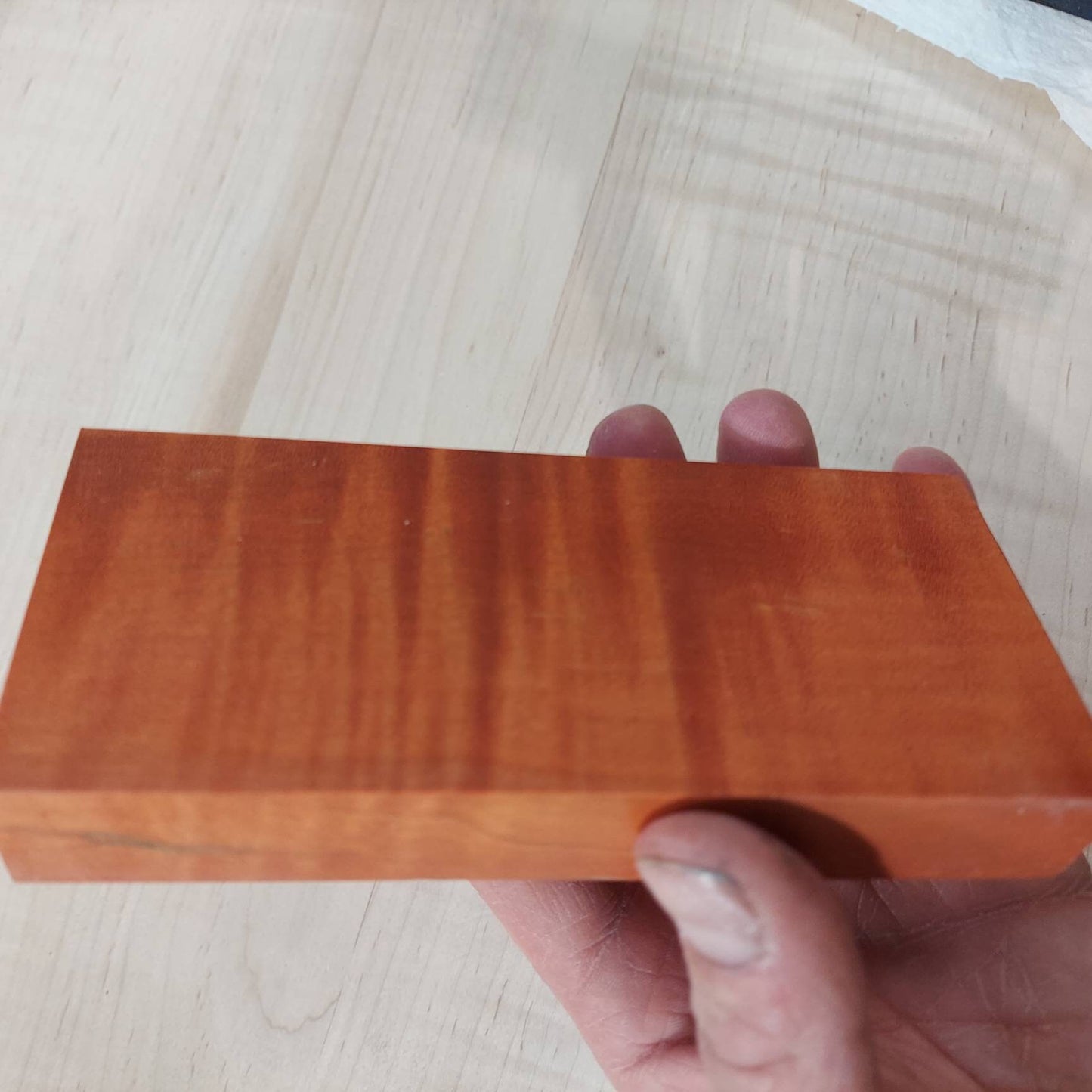 Dye stabilized Curly Maple knife block.