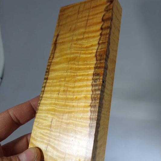 Dye stabilized curly ambrosia maple knife block.