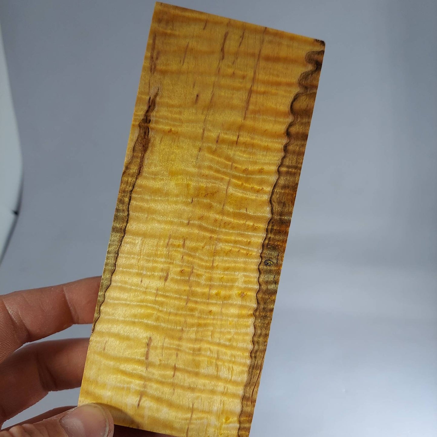 Dye stabilized curly ambrosia maple knife block.