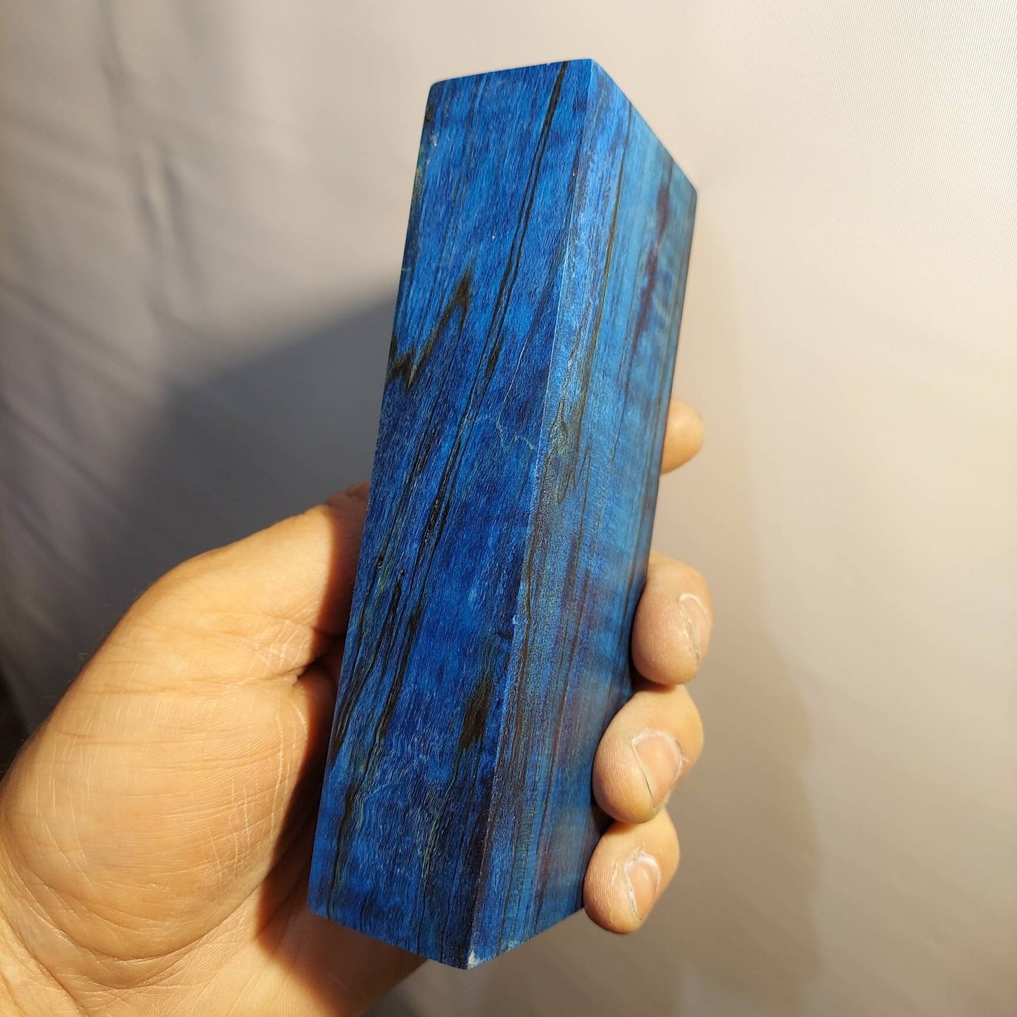 Double dyed (Black and Blue) stabilized spalted maple knife block. Stab wood