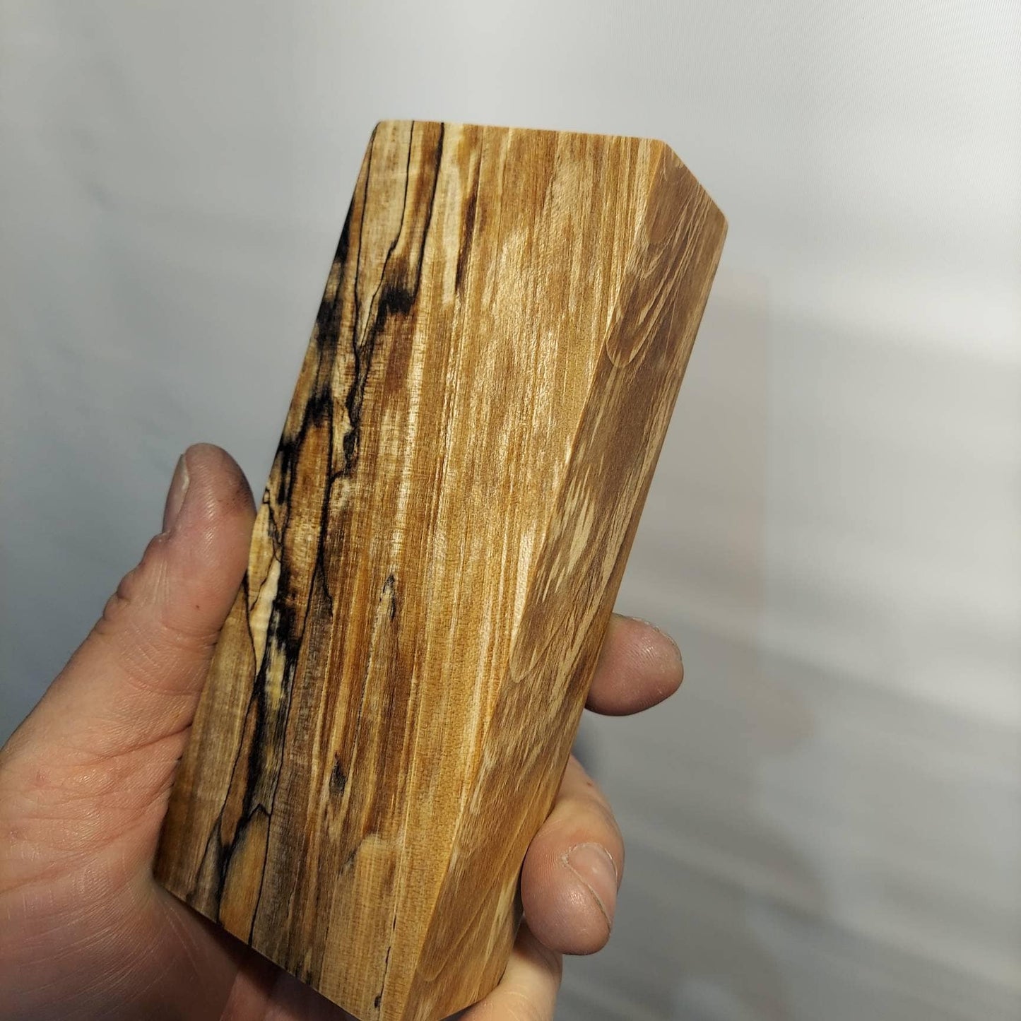 Stabilized spalted maple knife block. Stab wood