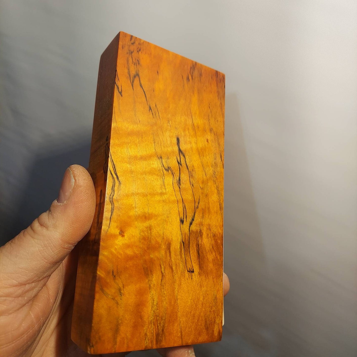 Double dye stabilized spalted maple knife block. Stab wood