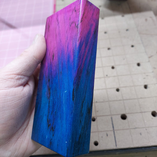 Double dye stabilized spalted maple block. Stab wood