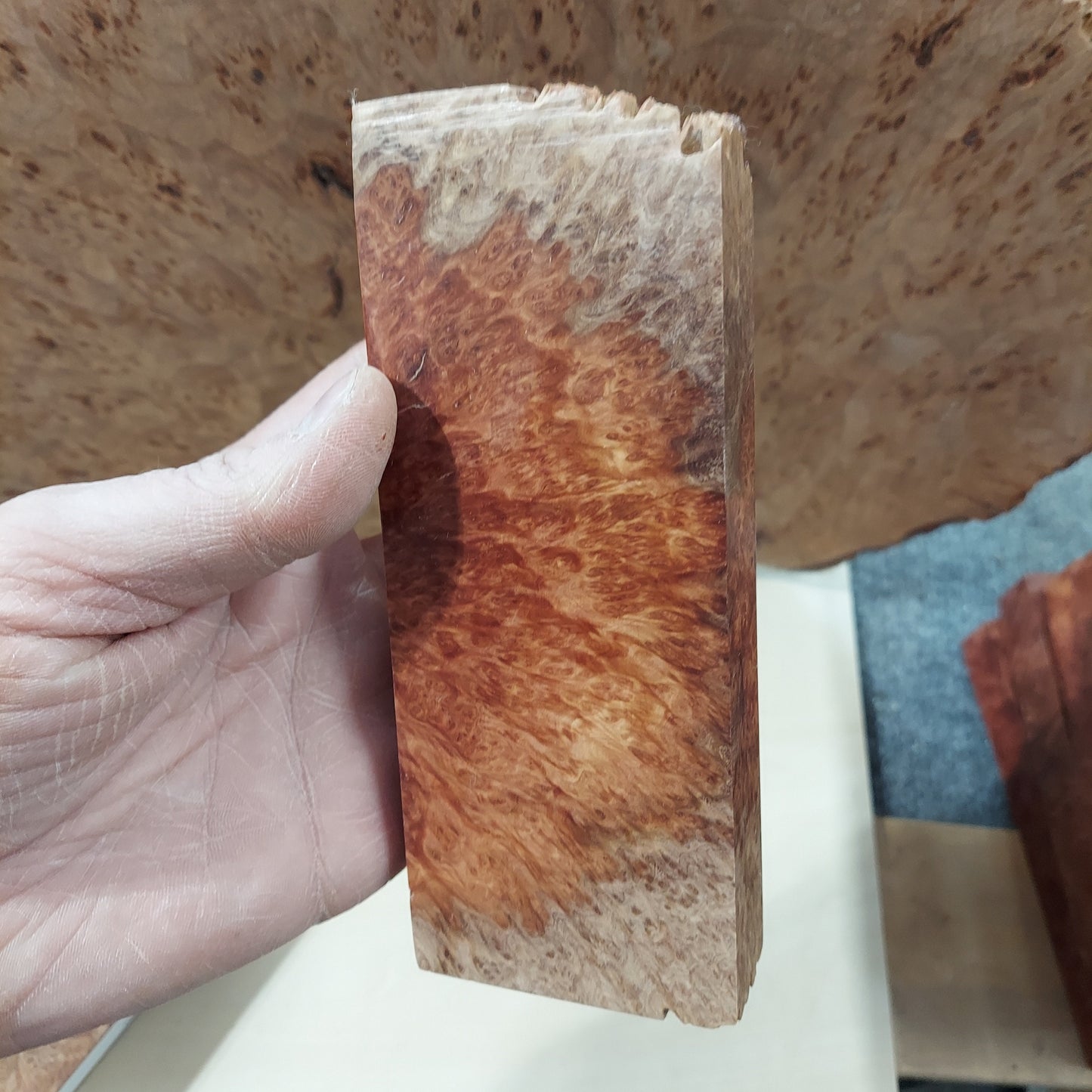 Premium stabilized red mallee burl Knife block.