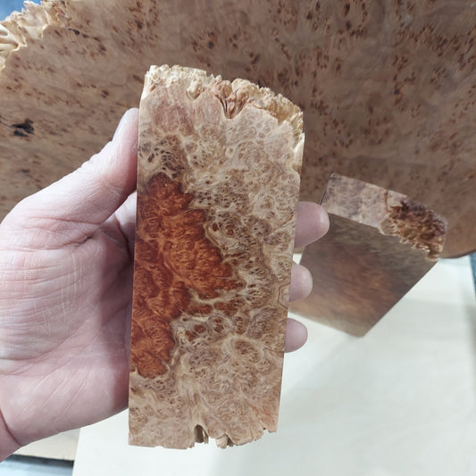 Premium stabilized red mallee burl Knife block.