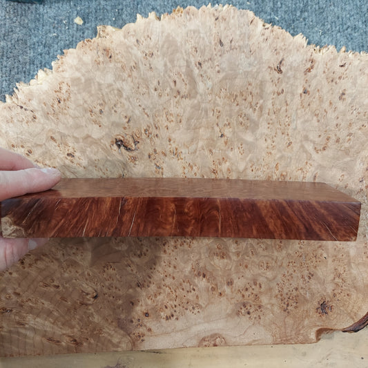 Stabilized Red Mallee burl knife block.